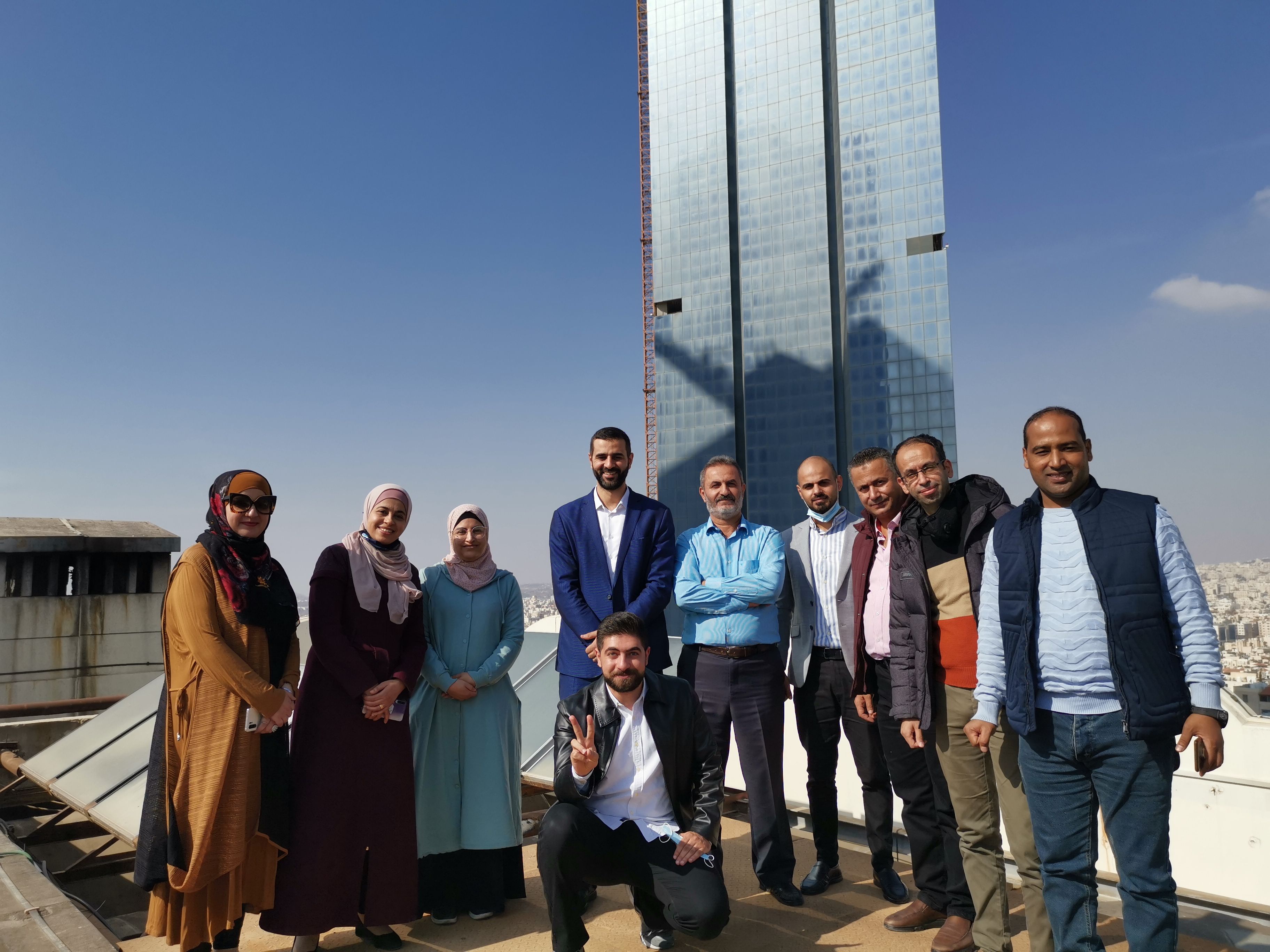 Trainees at Crowne Plaza Amman during a site visit of the solar thermal heater system